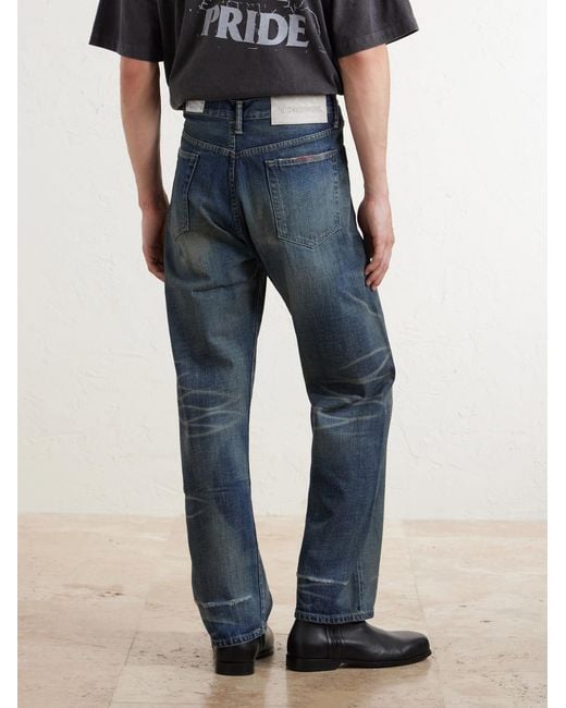 Neighborhood Blue Savage Straight-Leg Bead-Embellished Distressed Jeans for men