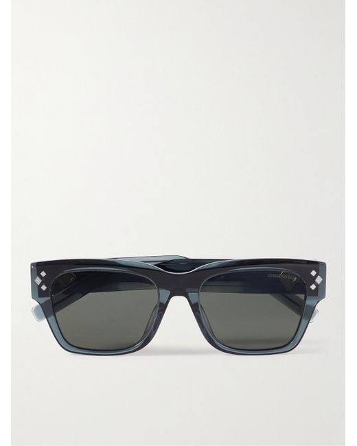 Dior CD Diamond S21 Sonnenbrille mit D-Rahmen aus Azetat in Schildpattoptik und silberfarbenen Details in Black für Herren