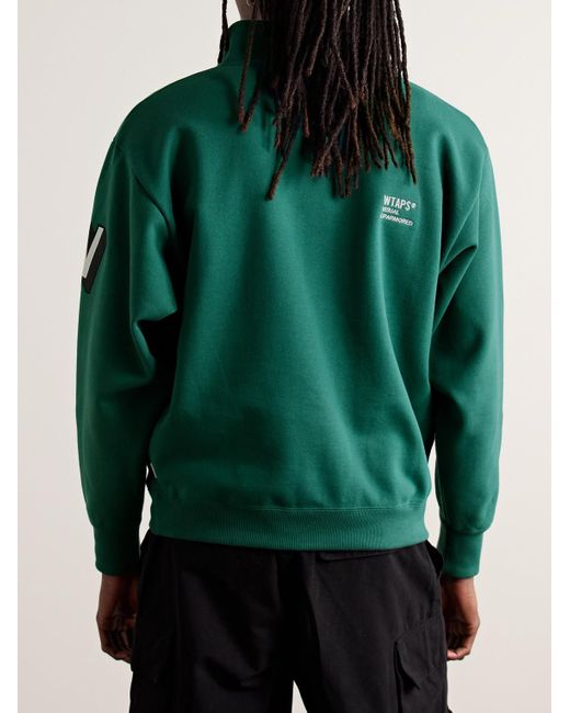 (w)taps Sweatshirt aus Baumwoll-Jersey mit Logostickerei in Green für Herren