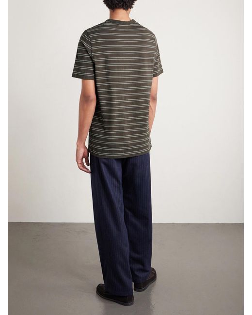 A.P.C. Gray Logo-Embroidered Striped Organic And Recycled Cotton-Jersey T-Shirt for men