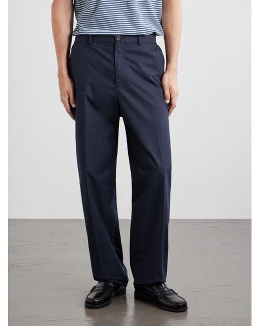 A.P.C. Blue Dylan Straight-leg Cotton-poplin Trousers for men