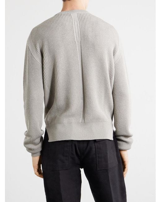 Rick Owens Gray Fisherman Virgin Wool Sweater for men