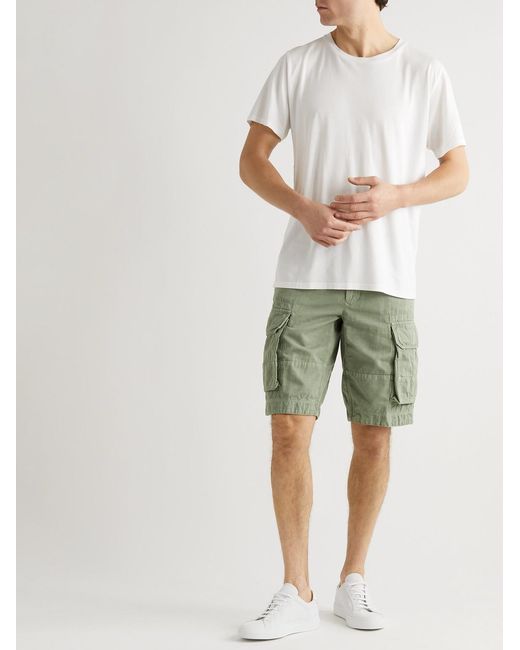 Slowear Green Cotton And Linen-Blend Cargo Shorts for men