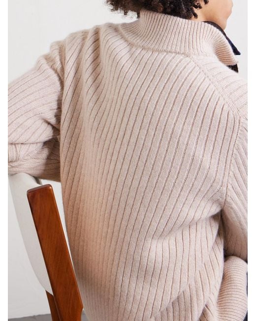 Massimo Alba Natural Mirko Ribbed Cashmere And Alpaca-blend Zip-up Sweater for men