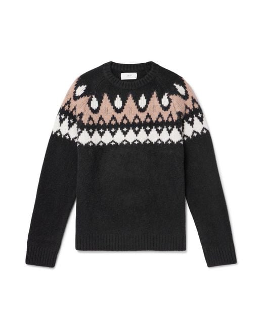 Mr P. Black Geo Intarsia-Knit Wool And Cashmere-Blend Sweater for men