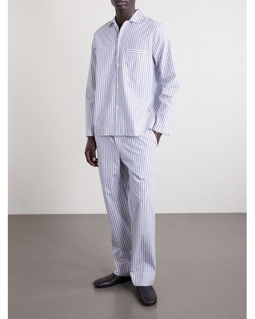 Tekla Purple Striped Organic Cotton-poplin Pyjamas for men