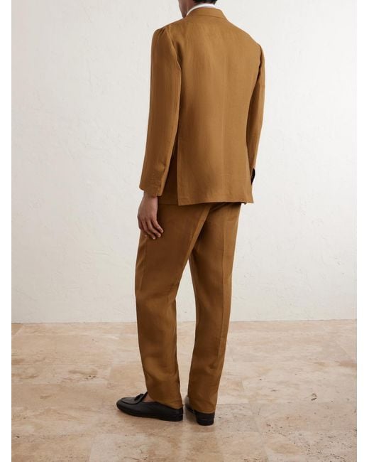 Rubinacci Brown Linen Suit Jacket for men