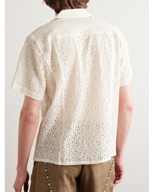 Corridor NYC Natural Camp-collar Cotton And Nylon-blend Lace Shirt for men