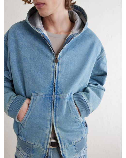 Vetements Blue Hooded Denim Jacket for men