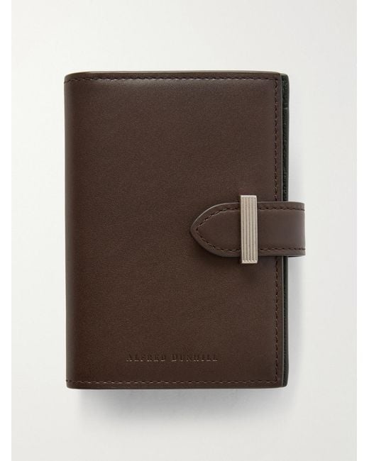 Dunhill Brown Alfred Business Card Case Patina-Leather Cardholder for men