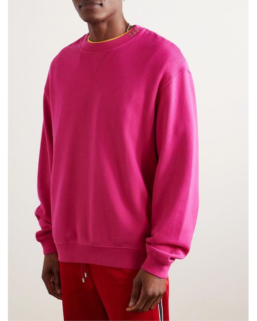 The Elder Statesman Pink Daily Crew Cotton And Cashmere-Blend Jersey Sweatshirt for men