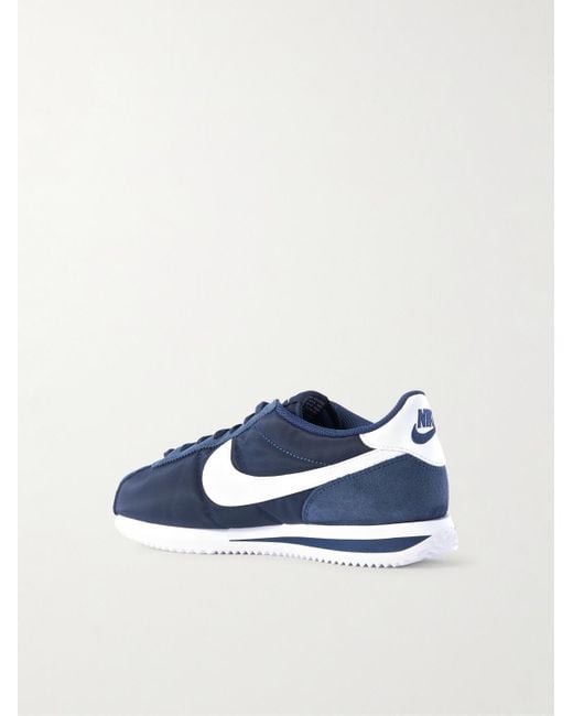 Nike Blue Cortez Suede And Leather-Trimmed Shell Sneakers for men
