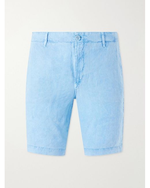 Vilebrequin Blue Straight-Leg Garment-Dyed Linen Shorts for men
