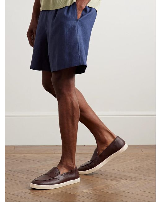 George Cleverley Brown Joey Full-Grain Deerskin Penny Loafers for men