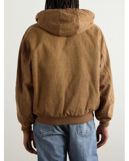A.PRESSE Brown Cotton, Hemp And Silk-Blend Canvas Hooded Jacket for men