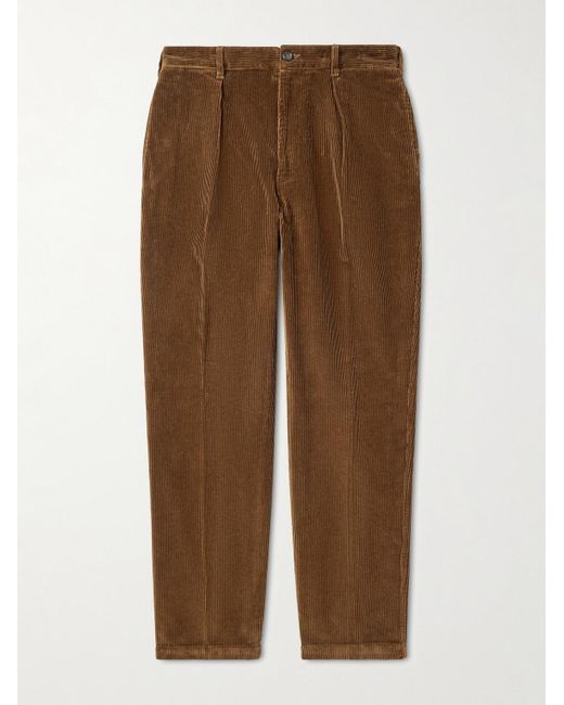 Drake's Brown Straight-Leg Cotton-Corduroy Trousers for men