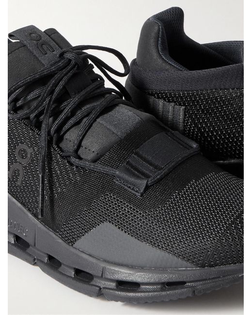 On Shoes Black Cloudnova Rubber-trimmed Mesh Running Sneakers for men