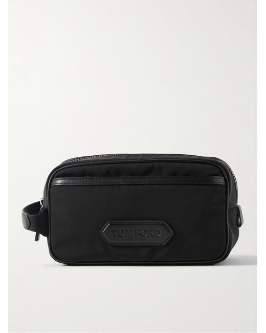 Tom Ford Black Leather-trimmed Shell Wash Bag for men