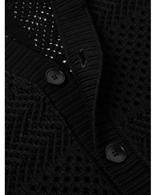 Mr P. Black Open-Knit Cotton Cardigan for men