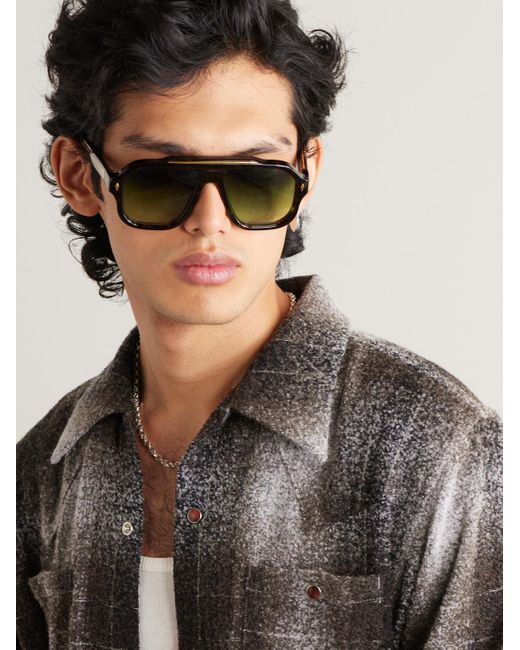 Jacques Marie Mage Green Octavian Aviator-style Tortoiseshell Acetate And Gold-tone Sunglasses for men
