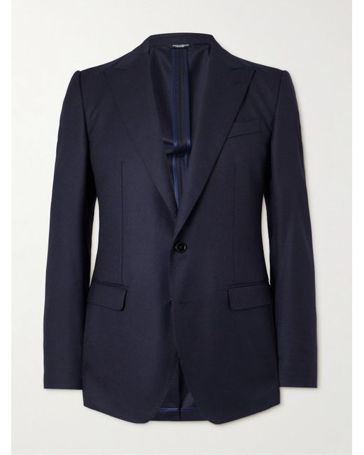 Dolce & Gabbana Blue Taormina Unstructured Wool-Flannel Blazer for men