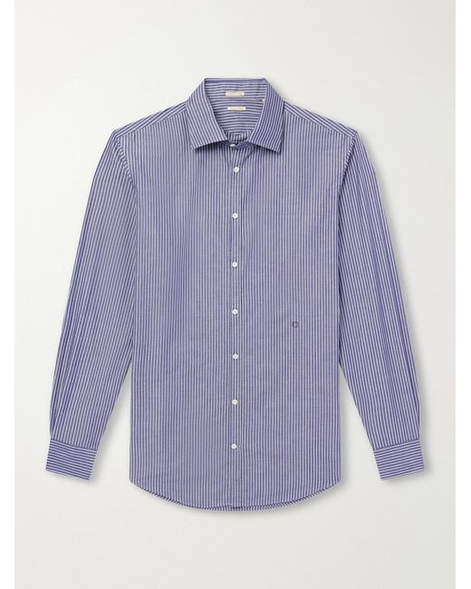 Massimo Alba Purple Genova Striped Cotton-Poplin Shirt for men
