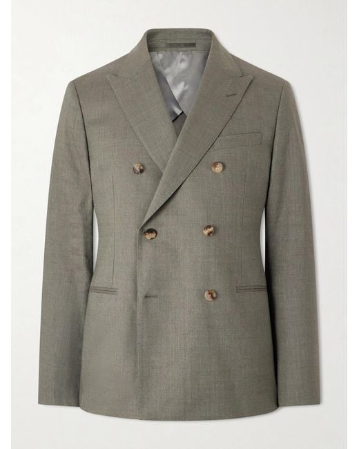Mr P. Green Double-breasted Wool And Linen-blend Suit Jacket for men