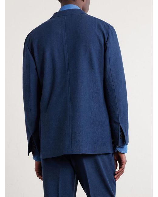 Rubinacci Blue Wool-blend Single-breasted Jacket for men
