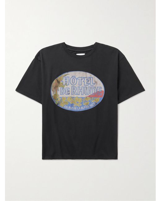 Rhude Dimora T-Shirt aus Baumwoll-Jersey mit Logoprint in Black für Herren
