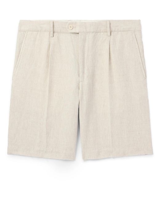 Club Monaco Natural Straight-leg Pleated Linen Shorts for men