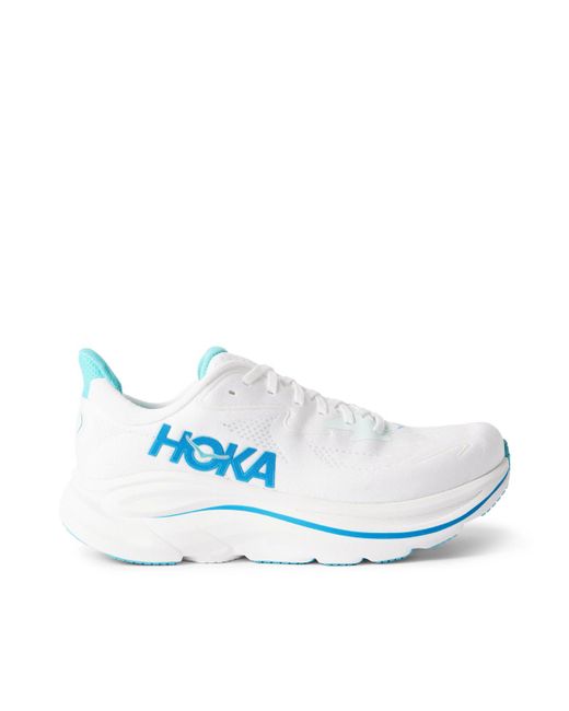Hoka One One Blue Clifton 10 Rubber-Trimmed Jacquard Running Sneakers for men