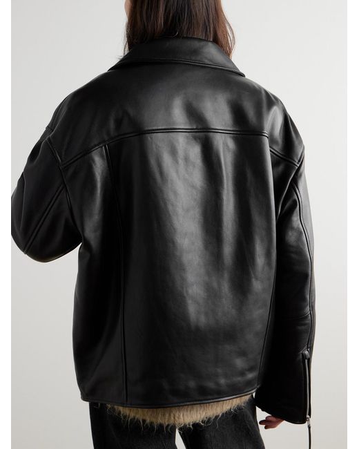 Acne Black Leather Biker Jacket for men