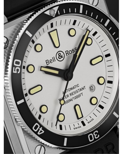 Bell & Ross Black Br 03-92 Diver Automatic 42Mm Stainless Steel And Rubber Watch, Ref. No. Br0392-D-Wh-St/Srb for men