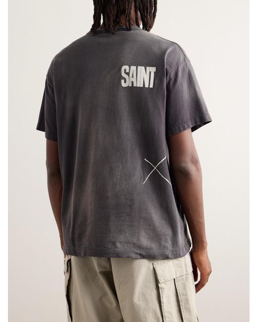 LASTMAN T-shirt in jersey di cotone con stampa di SAINT Mxxxxxx in Gray da Uomo