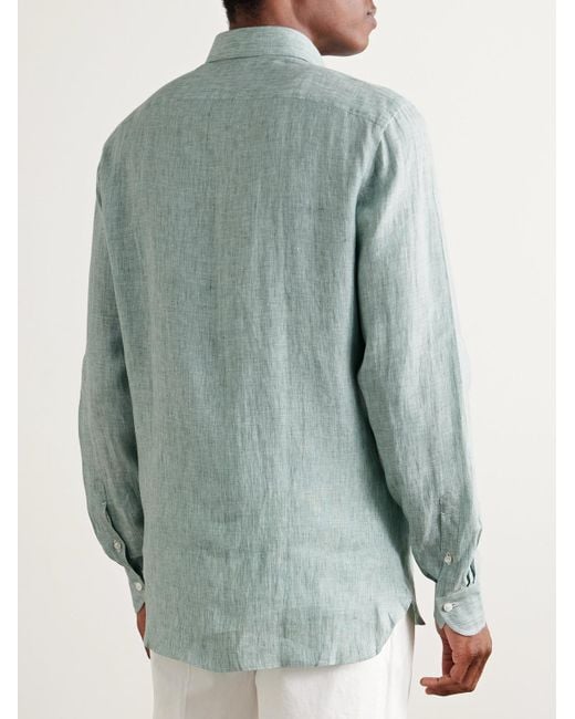 Rubinacci Blue Linen Shirt for men