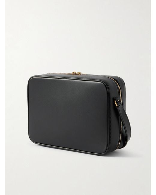 Saint Laurent Black Logo-print Leather Messenger Bag for men