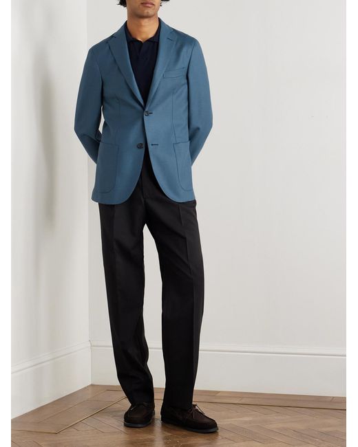 Slowear Blue Slim-Fit Wool-Blend Flannel Blazer for men