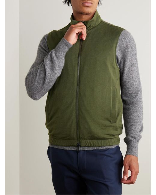 Loro Piana Green Slim-Fit Reversible Storm System Shell And Super Wish Virgin Wool Gilet for men