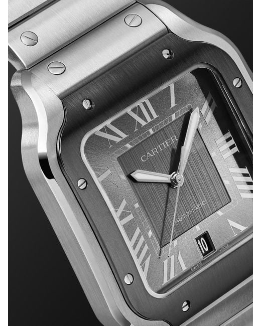 Cartier Black Santos De Automatic 39.8mm Interchangeable Steel And Rubber Watch for men