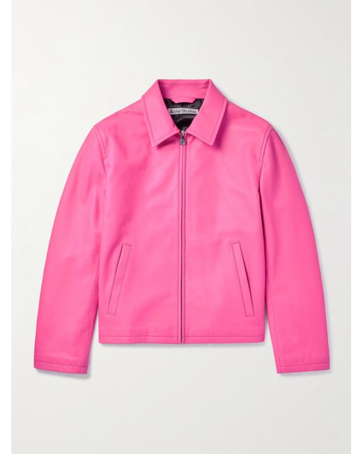 Acne Pink Leather Jacket for men