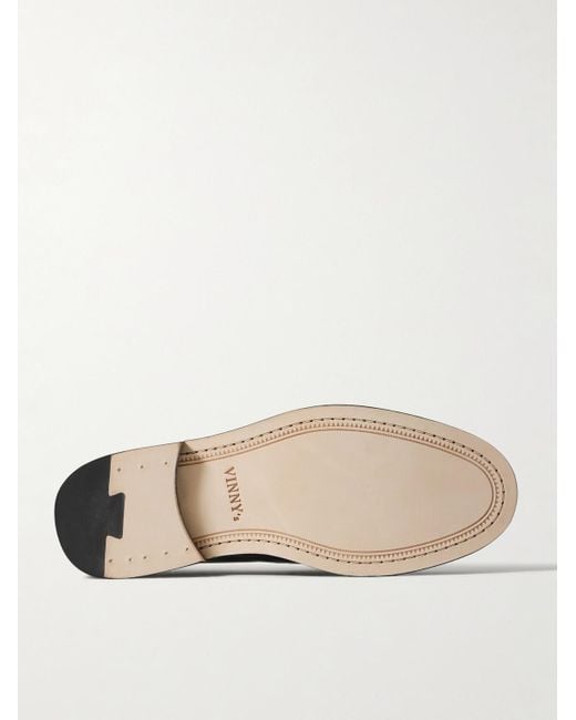 VINNY'S Black Townee Glossed-Leather Penny Loafers for men