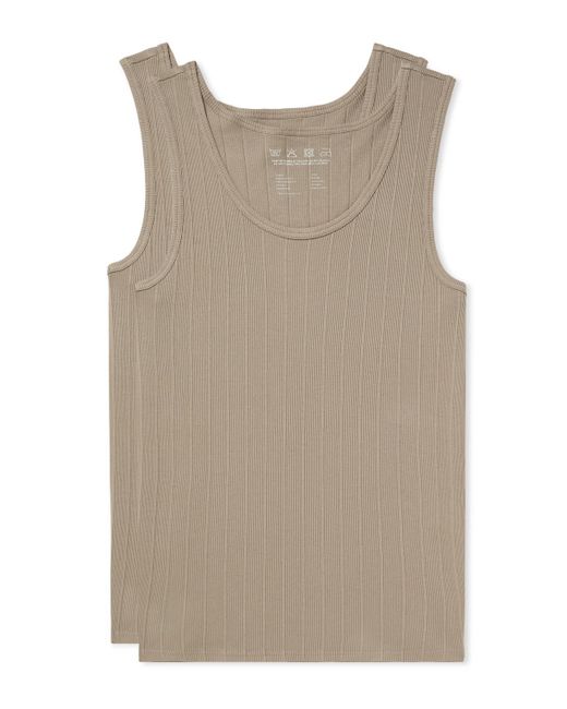 mfpen Natural Two-pack Ribbed Organic Cotton Tank Tops for men