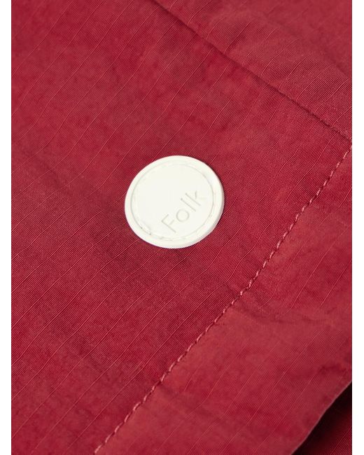 Folk Red Wadded Ripstop Bomber Jacket for men
