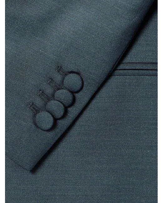 Mr P. Blue Slim-fit Double-breasted Shawl-lapel Wool for men