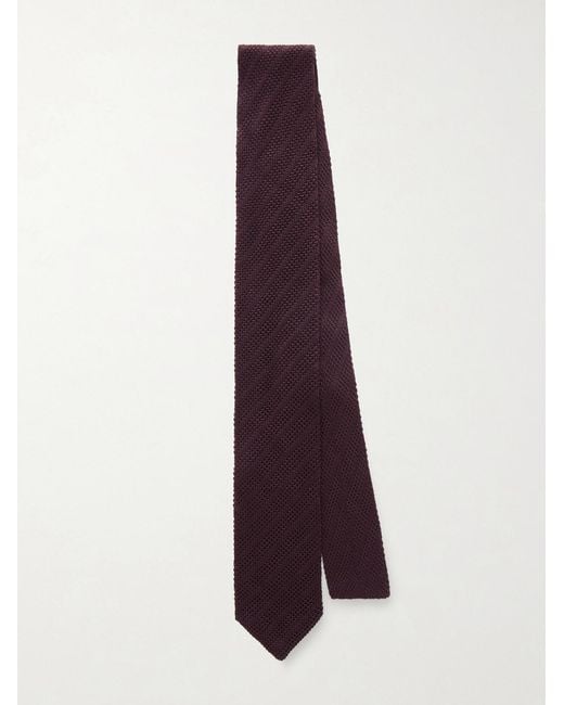 Brunello Cucinelli Purple 8Cm Knitted Silk Tie for men