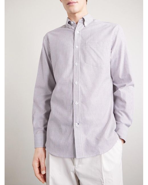 Dunhill White Striped Cotton And Cashmere-Blend Shirt for men