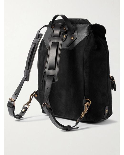 Bleu De Chauffe Black Zibeline Suede And Full-Grain Leather Backpack for men
