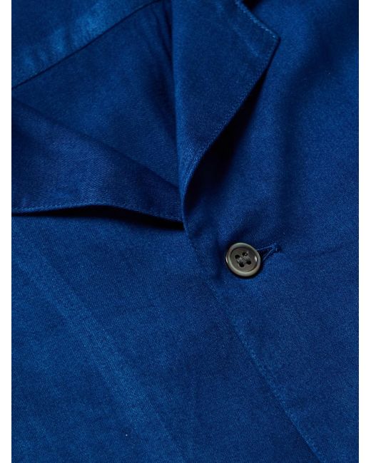 Blue Blue Japan Blue Camp-collar Indigo-dyed Twill Shirt for men