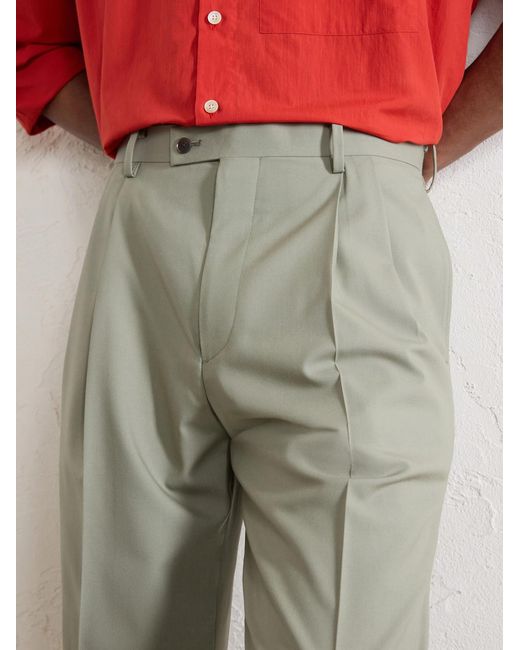 Auralee Gray Ultra Fine Tropical Wool Trousers for men