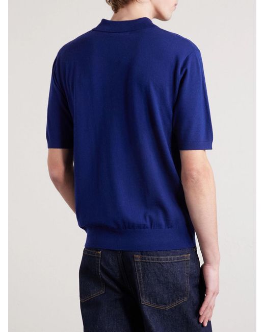 Dries Van Noten Blue Merino Wool Polo Shirt for men